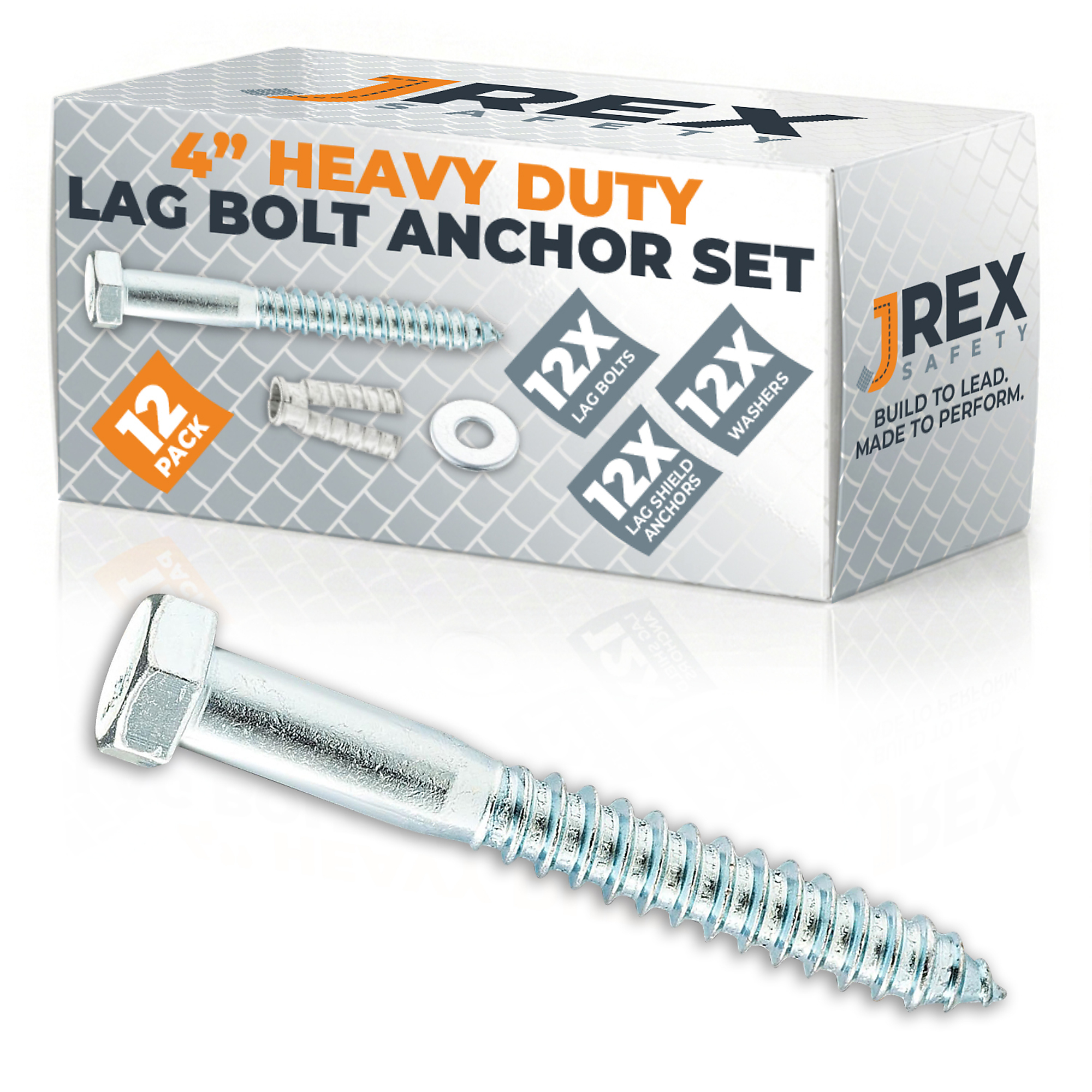 4 in Anchor Set (Anchor Lag Shield and Washer) for Speed Bump/Wheel Stop on Concrete - 12 Pack